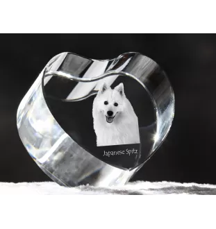 Spitz japonais - une photo de chien dans un cristal, un cœur en cristal, un cadre photo exceptionnel de la marque Art-Dog