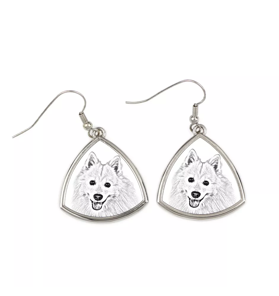 Japanese Spitz, Nihon Supittsu - dog earrings, hanging earrings with a picture, personalized jewelry with Art-Dog brand print