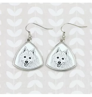 Japan-Spitz, Japanischer Spitz, Nihon Supittsu - Hund Ohrringe, hängende Ohrringe mit Bild, personalisierter Schmuck mit dem Aufdruck der Marke Art-Dog