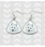 Japanese Spitz, Nihon Supittsu - dog earrings, hanging earrings with a picture, personalized jewelry with Art-Dog brand print