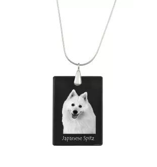 Japan-Spitz, Japanischer Spitz, Nihon Supittsu - Kristallanhänger mit Hund, Silberhalskette mit Foto, personalisierter Anhänger der Marke Art-Dog