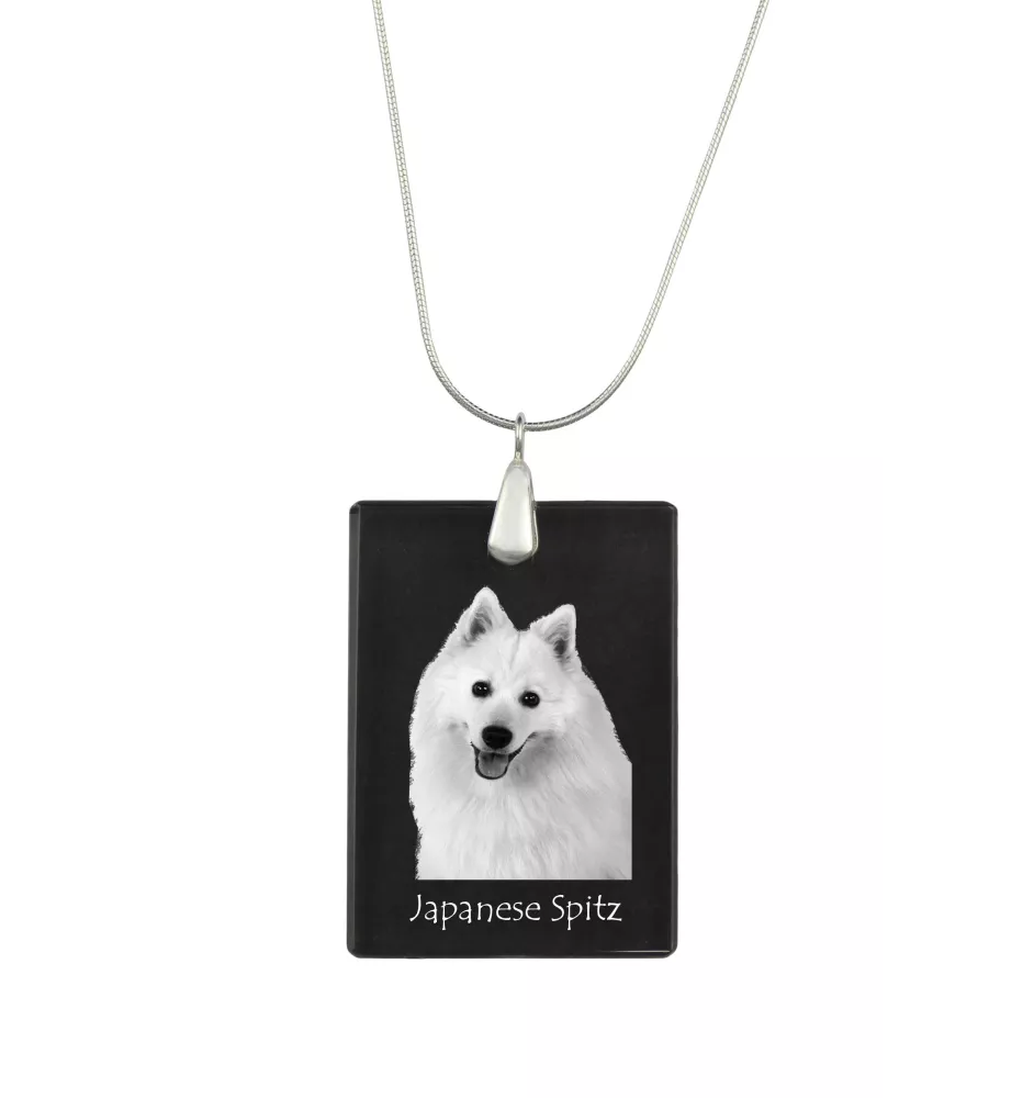 Japan-Spitz, Japanischer Spitz, Nihon Supittsu - Kristallanhänger mit Hund, Silberhalskette mit Foto, personalisierter Anhänger der Marke Art-Dog