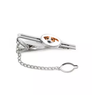 Jack Russell Terrier - geometric tie clip with a picture and inscription from Art-Dog