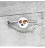 Jack Russell Terrier - geometrische Krawattennadel mit Bild und Schriftzug von Art-Dog