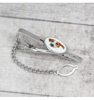 Jack Russell Terrier - geometric tie clip with a picture and inscription from Art-Dog