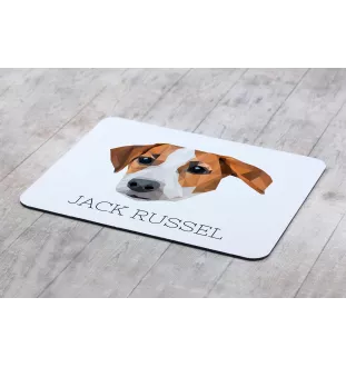 Jack Russell Terrier - geometrisches Mauspad mit Bild und Aufschrift von Art-Dog