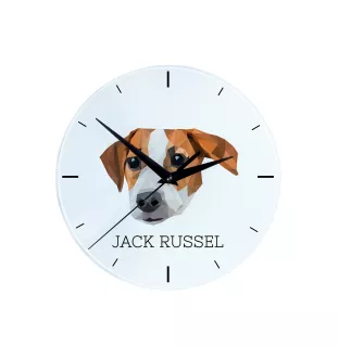 Jack Russell Terrier - horloge murale géométrique avec photo et logo de la marque Art-Dog