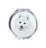Japan-Spitz, Japanischer Spitz, Nihon Supittsu - Taschenspiegel mit Hund, personalisierter Taschenspiegel, kompakter Spiegel mit Art-Dog-Logo