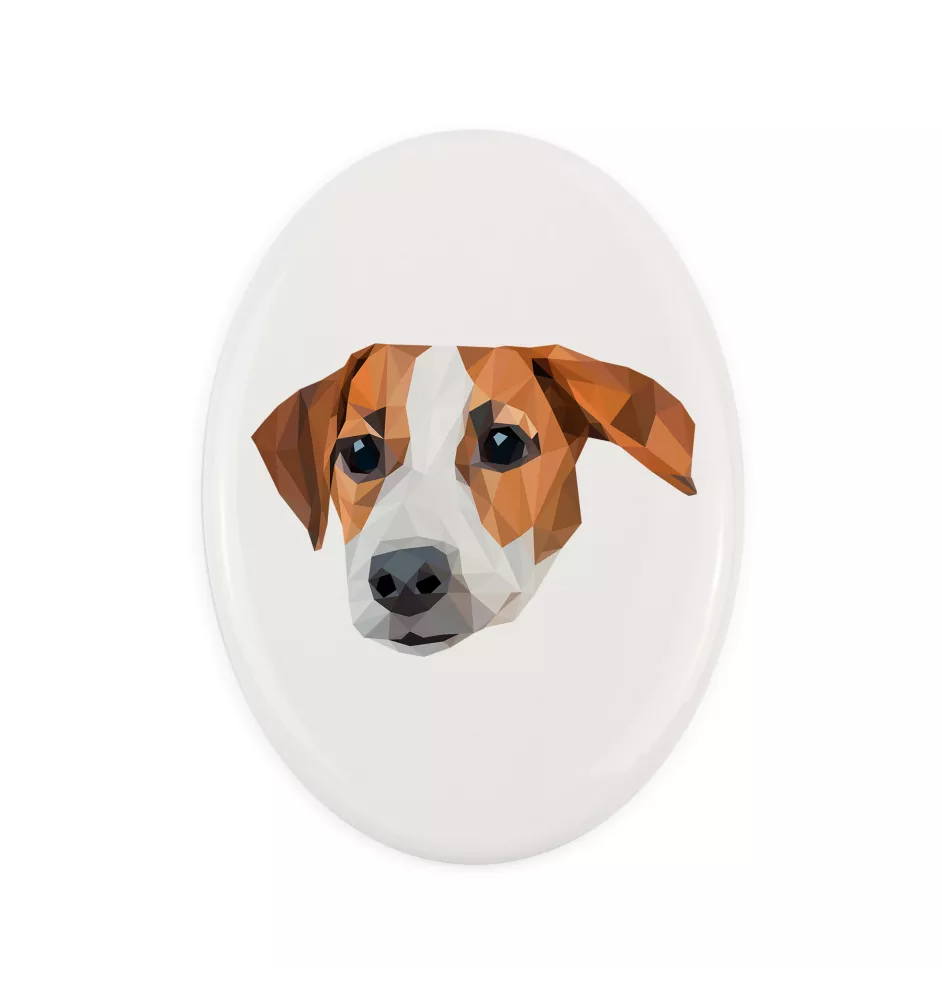 Jack Russell Terrier - Fliese mit geometrischem Bild und Schriftzug der Marke Art-Dog
