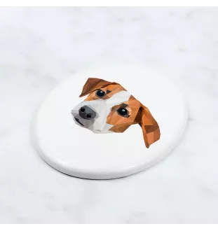 Jack Russell Terrier - Fliese mit geometrischem Bild und Schriftzug der Marke Art-Dog