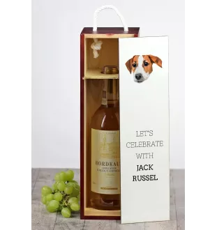 Jack Russell Terrier - geometrische Box mit einem Bild und Schriftzug für Wein der Marke Art-Dog