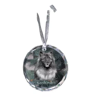 Keeshond, Wolfsspitz, Deutsche Spitze - Kristallkugel mit Foto, Hundebild im Kristall, personalisierter Christbaumschmuck von Art-Dog.