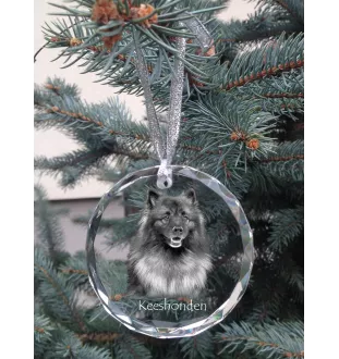 Keeshond, Wolfsspitz, Deutsche Spitze - Kristallkugel mit Foto, Hundebild im Kristall, personalisierter Christbaumschmuck von Art-Dog.