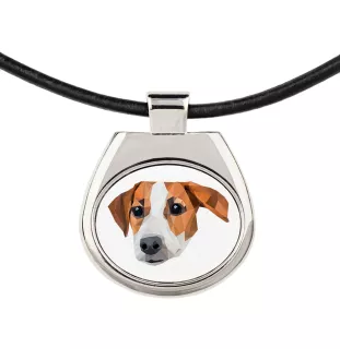 Jack Russell Terrier - Halskette mit einem Foto und einem geometrischen Schriftzug der Marke Art-Dog