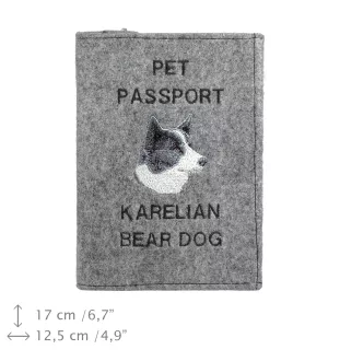 Karelian Bear Dog, Karjalankarhukoira - Dog passport case, document case, gift for the traveller from the Art-Dog brand