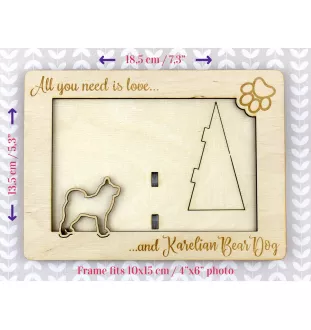 Chien d'ours de Carélie - Cadre photo, cadre en bois gravé, un joli gadget pour l'amoureux des chiens par Art-Dog