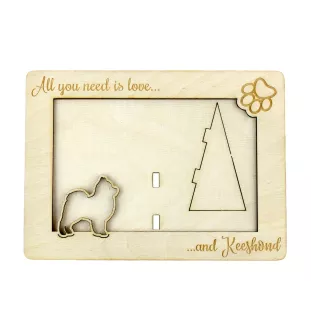Keeshond, Spitz Loup,  - Cadre photo, cadre en bois gravé, un joli gadget pour l'amoureux des chiens par Art-Dog