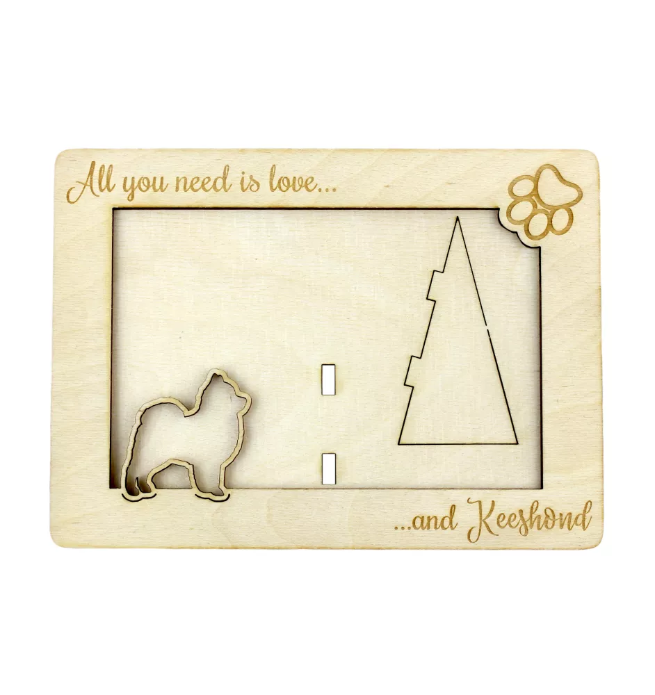 Keeshond, Spitz Loup,  - Cadre photo, cadre en bois gravé, un joli gadget pour l'amoureux des chiens par Art-Dog