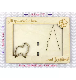 Keeshond, Spitz Loup,  - Cadre photo, cadre en bois gravé, un joli gadget pour l'amoureux des chiens par Art-Dog