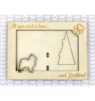 Keeshond, Spitz Loup,  - Cadre photo, cadre en bois gravé, un joli gadget pour l'amoureux des chiens par Art-Dog