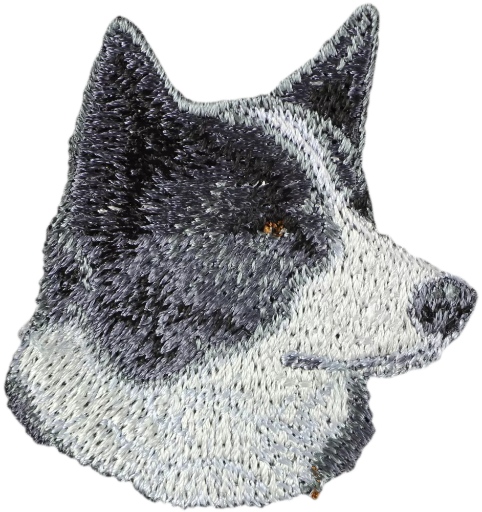Karelian Bear Dog, Karjalankarhukoira - dog-shaped patch, embroidered patch, unique decoration for Art-Dog backpack