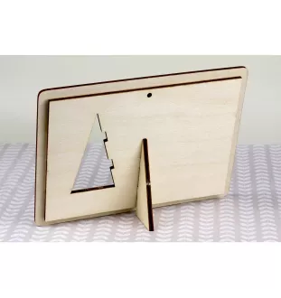 Keeshond, Dutch Barge Dog, Smiling Dutchman, I - Photo frame, engraved wooden frame, a lovely gadget for the dog lover by Art-Dog