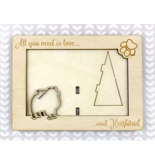 Keeshond, Wolfsspitz, Deutsche Spitze I - Fotorahmen, gravierter Holzrahmen, ein schönes Gadget für den Hundeliebhaber von Art-Dog