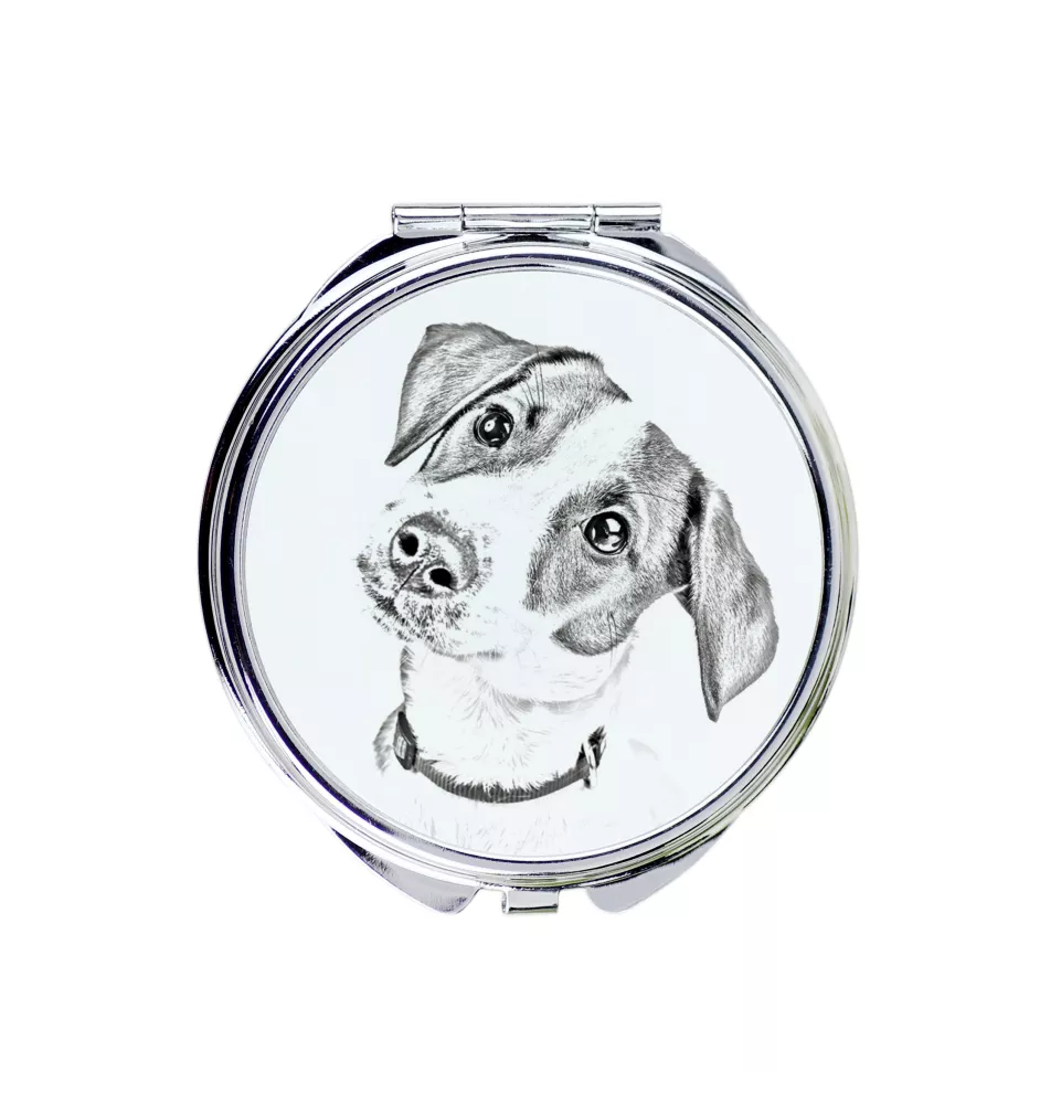 Jack Russell Terrier - Pocket mirror with a dog, personalized mirror for a purse, compact mirror with Art-Dog brand print.