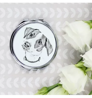 Jack Russell Terrier - Pocket mirror with a dog, personalized mirror for a purse, compact mirror with Art-Dog brand print.