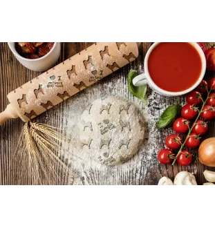 Karelian Bear Dog, Karjalankarhukoira - rolling pin for dough with a dog, patterned rolling pin for ceramics, a gift for a cook from the Art-Dog brand
