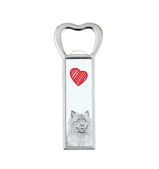 Keeshond, Dutch Barge Dog, Smiling Dutchman, - bottle opener with a dog, personalized fridge opener, unique gift for a man by Art-Dog brand