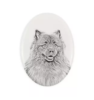 Keeshond, Wolfsspitz, Deutsche Spitze - Gedenktafel mit einem Foto eines Hundes, Grabplatte mit Druck, personalisierte ovale Platte der Marke Art-Dog