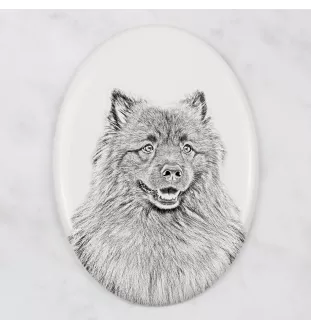 Keeshond, Wolfsspitz, Deutsche Spitze - Gedenktafel mit einem Foto eines Hundes, Grabplatte mit Druck, personalisierte ovale Platte der Marke Art-Dog