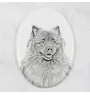 Keeshond, Wolfsspitz, Deutsche Spitze - Gedenktafel mit einem Foto eines Hundes, Grabplatte mit Druck, personalisierte ovale Platte der Marke Art-Dog