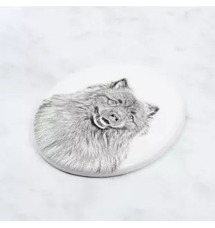 Keeshond, Wolfsspitz, Deutsche Spitze - Gedenktafel mit einem Foto eines Hundes, Grabplatte mit Druck, personalisierte ovale Platte der Marke Art-Dog