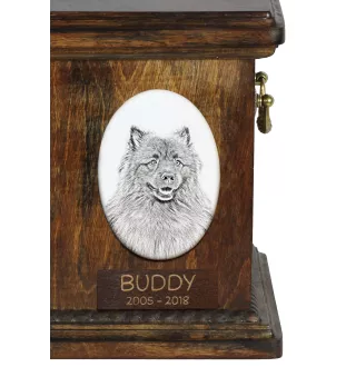 Keeshond, Spitz Loup,  - une plaque commémorative avec une photo de chien, une plaque funéraire avec une impression, une plaque ovale personnalisée de la marque Art-Dog