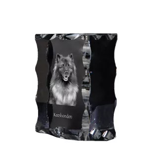 Keeshond, Spitz Loup,  - cristal avec photo de chien, statuette en verre avec photo, cadre exceptionnel avec photo de la marque Art-Dog