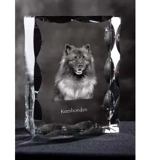 Keeshond, Dutch Barge Dog, Smiling Dutchman, - crystal with a picture of a dog, glass statuette with a picture, unique frame with a picture from Art-Dog brand