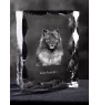 Keeshond, Dutch Barge Dog, Smiling Dutchman, - crystal with a picture of a dog, glass statuette with a picture, unique frame with a picture from Art-Dog brand