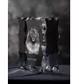Keeshond, Wolfsspitz, Deutsche Spitze - Kristall mit einem Hundebild, Glasstatuette mit einem Bild, einzigartiger Bilderrahmen der Marke Art-Dog