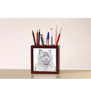 Keeshond, Wolfsspitz, Deutsche Spitze - Stifthalter mit Hund, Schreibtischorganizer mit Aufdruck, personalisierte Schreibtischdekoration der Marke Art-Dog