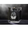 Keeshond, Spitz Loup,  - Bougeoir avec photo de chien, porte bougie en cristal, cadeau personnalisé par la marque Art-Dog