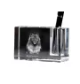 Keeshond, Dutch Barge Dog, Smiling Dutchman, - Pen stand, crystal organiser with dog photo, unique desk decoration by Art-Dog brand
