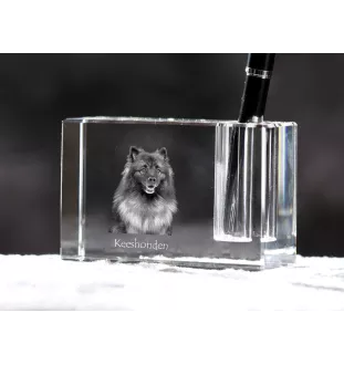 Keeshond, Spitz Loup,  - Porte-stylos, organiseur en cristal avec photo de chien, décoration de bureau unique par la marque Art-Dog