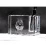 Keeshond, Wolfsspitz, Deutsche Spitze - Stifthalter, Kristallorganizer mit Hundefoto, einzigartige Schreibtischdekoration der Marke Art-Dog