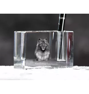 Keeshond, Spitz Loup,  - Porte-stylos, organiseur en cristal avec photo de chien, décoration de bureau unique par la marque Art-Dog
