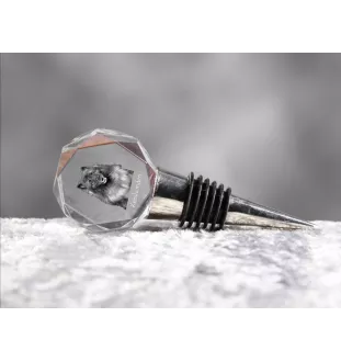 Keeshond, Dutch Barge Dog, Smiling Dutchman, - Bottle stopper, crystal wine stopper with photo, personalised gift for bartender by Art-Dog brand