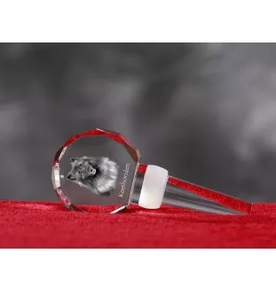 Keeshond, Dutch Barge Dog, Smiling Dutchman, - Crystal bottle stopper, unique wine stopper with photo, personalised gift for sommelier by Art-Dog brand