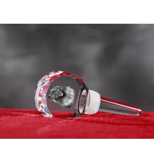 Keeshond, Spitz Loup,  - Bouchon de bouteille en cristal, bouchon de vin unique avec photo, cadeau personnalisé pour sommelier par la marque Art-Dog