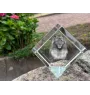 Keeshond, Wolfsspitz, Deutsche Spitze - Kristallwürfel mit Bild, Pferdebild im Kristall, sechseckiger Papierclip der Marke Art-Dog